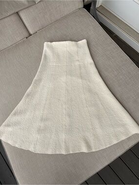 Zara Cream A-Line Textured Skirt